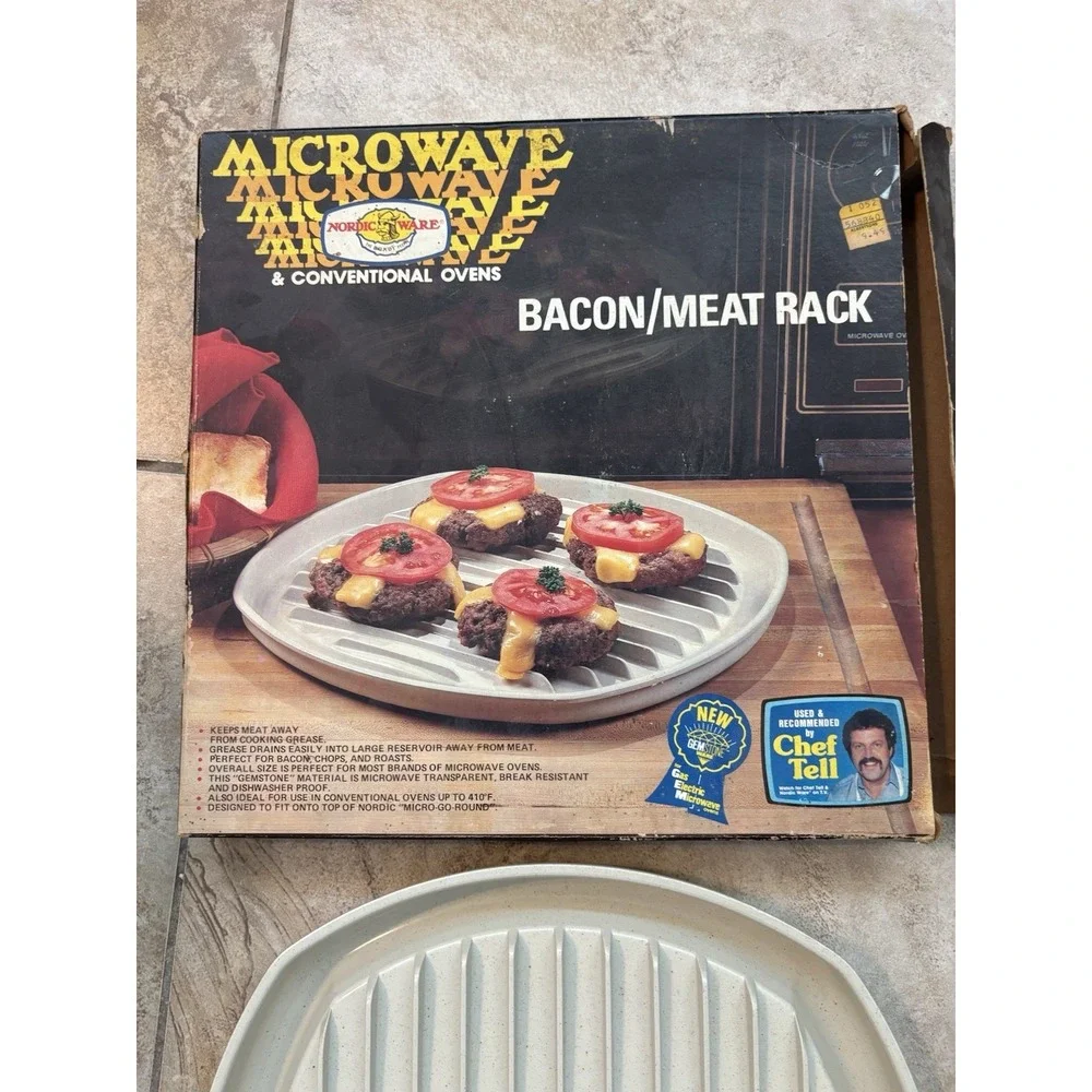 Vintage Nordic Ware Gemstone Bacon Meat Rack Microwave Oven Tray with Box